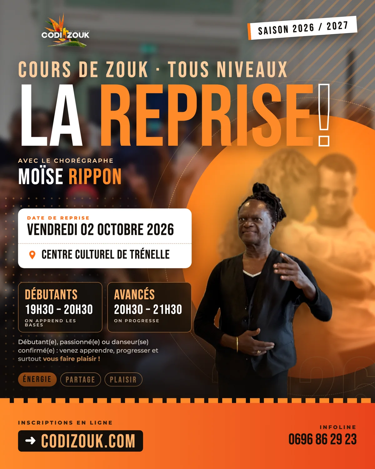 Affiche : Cours de Zouk – Saison 2026/2027 : la reprise !